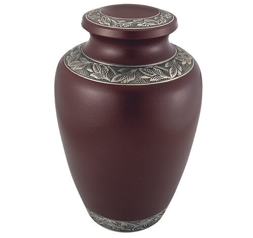 Crimson Delphia Brass Urn