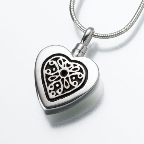 Heart Filigree Insert Cremation Pendant