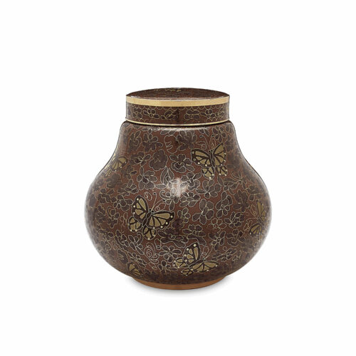Amber Butterfly Cloisonne Urn