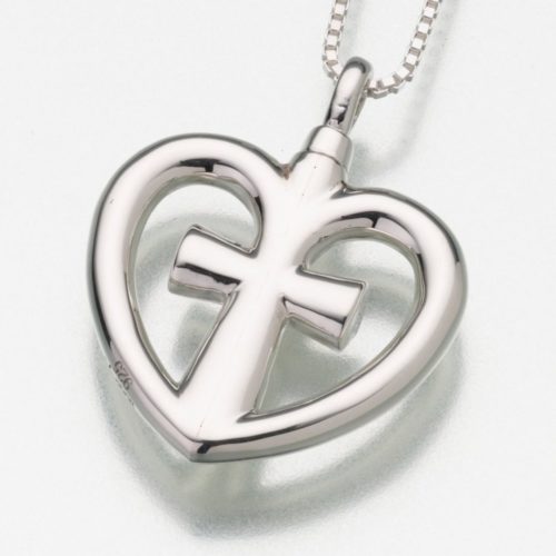 Silver Love Cross Cremation Pendant