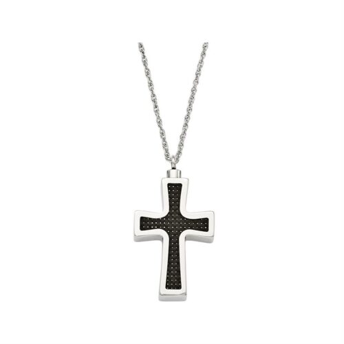 Men's Carbon Fiber Cross Cremation Jewelry