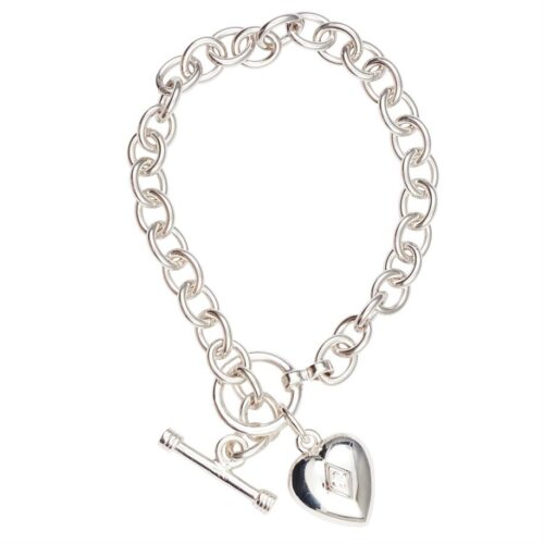 Heart Toggle CZ Charm Bracelet