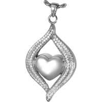 Teardrop Ribbon Heart Cremation Pendant