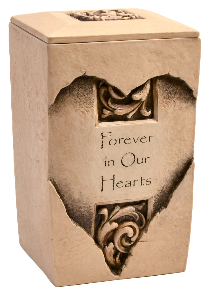 Forever Heart Textured Stone Urn