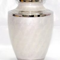 Mother of Pearl White Brass Urn