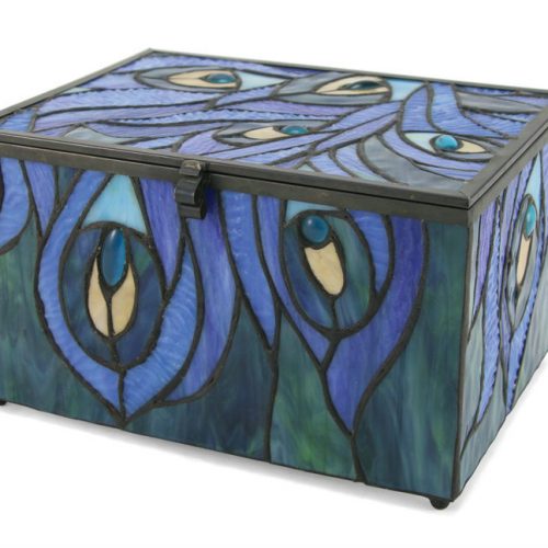Peacock Glass Memory Chest Urn