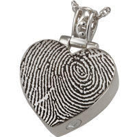 Heart Filigree Bail Fingerprint Cremation Pendant