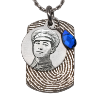 Birthstone Photo Fingerprint Dog Tag Pendant