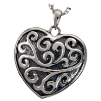 Scrollwork Filigree Heart Cremation Pendant