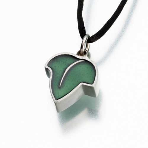 Pewter Satin Finish Green Leaf Pendant