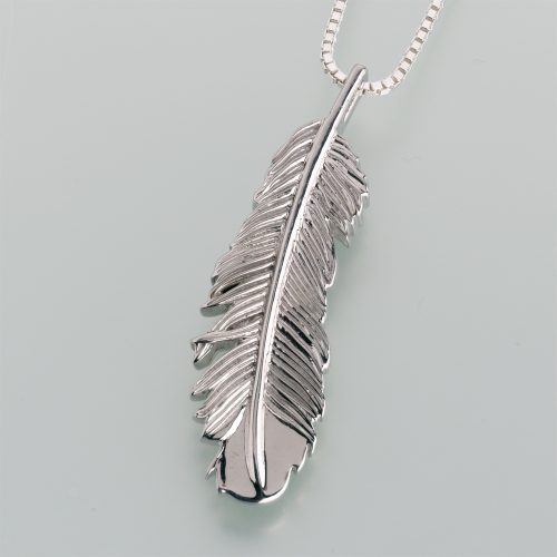 Silver Feather Cremation Pendant