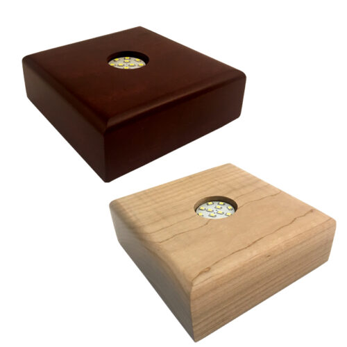 Square Wood Lighted Art Glass Base