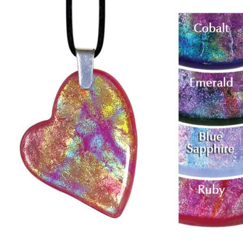 Teardrop Heart Cremation Art Glass Pendant