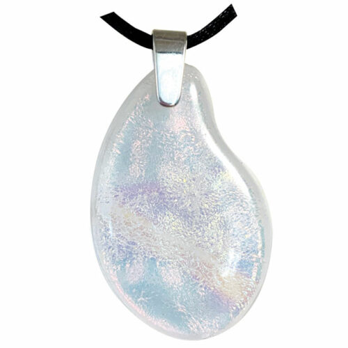 Pearlescent Tear Cremation Art Glass Pendant