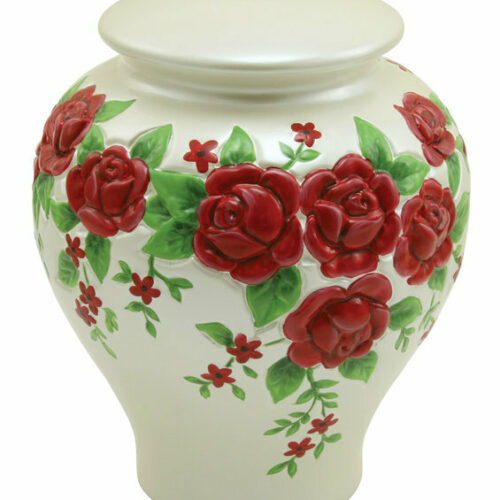 Red Roses Ceramic Urn