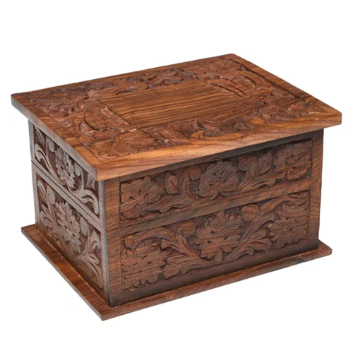 Leaf Hand-carved Rosewood Chest Urn