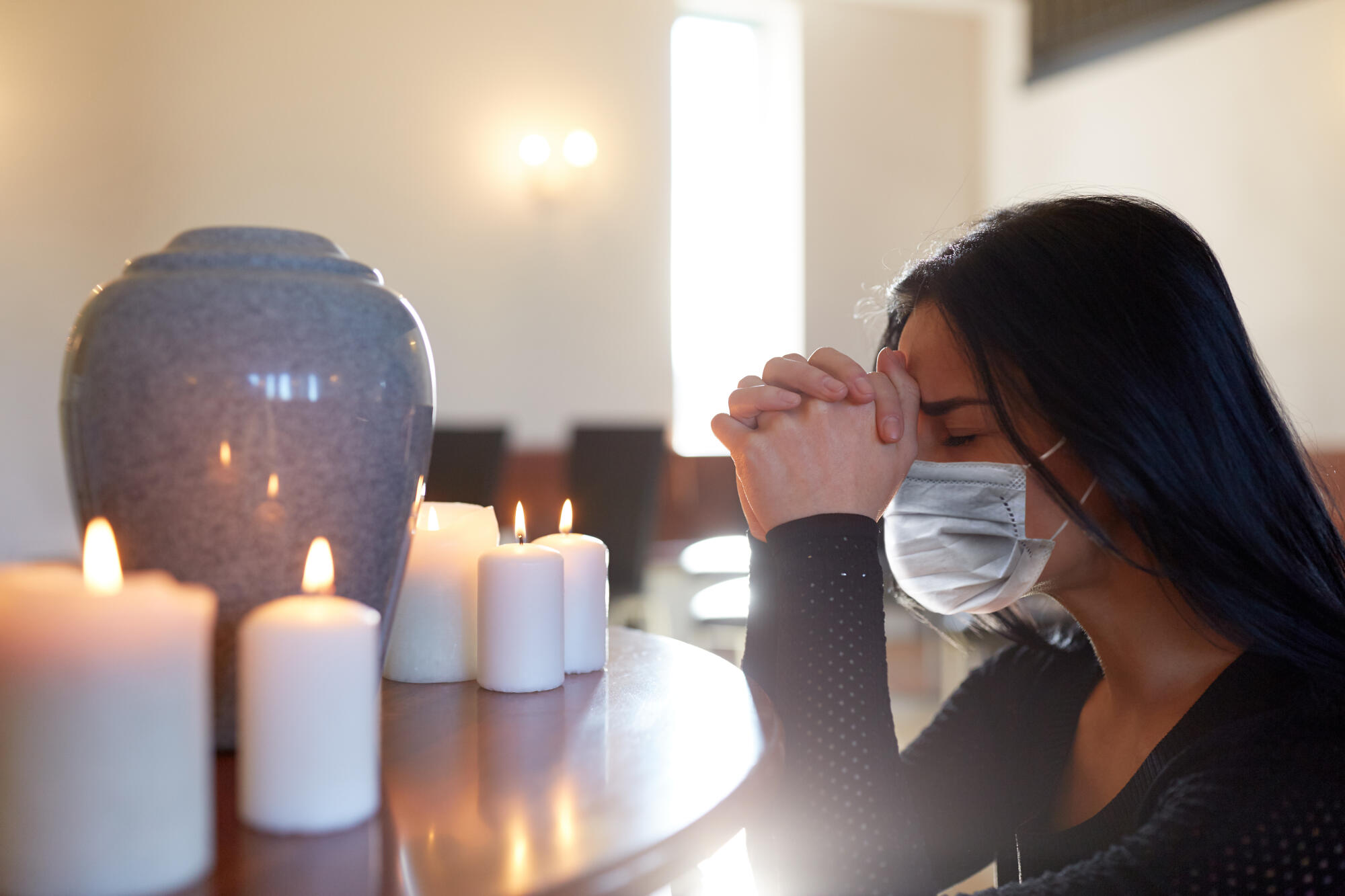 People,And,Mourning,Concept,-,Sad,Woman,Wearing,Face,Protective