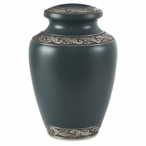 Blue Delphia Brass Urn