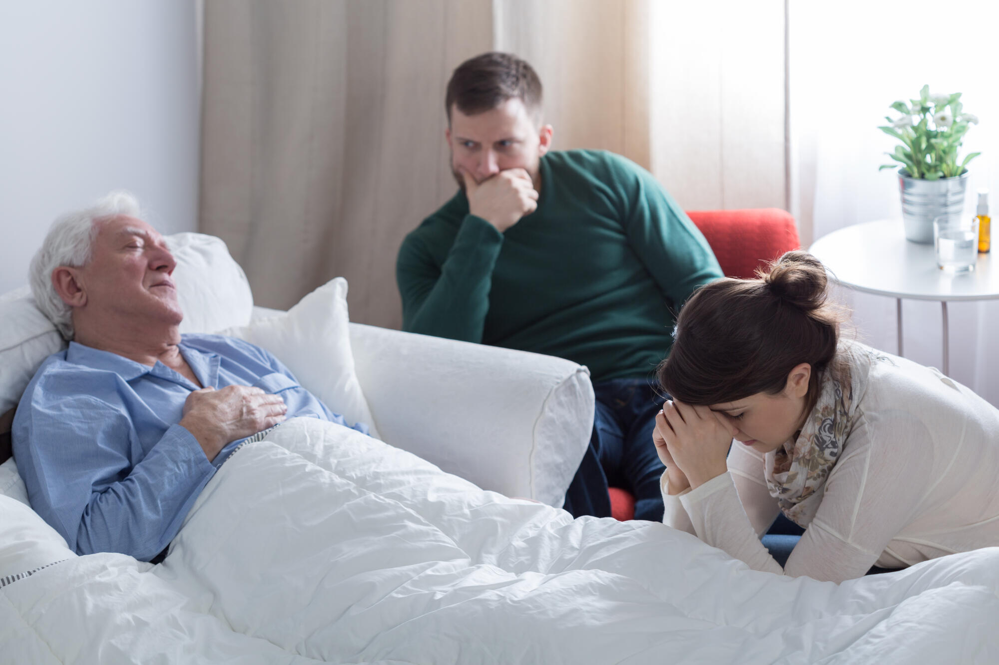 Dying,Man,Lying,In,Bed,And,His,Despaired,Children